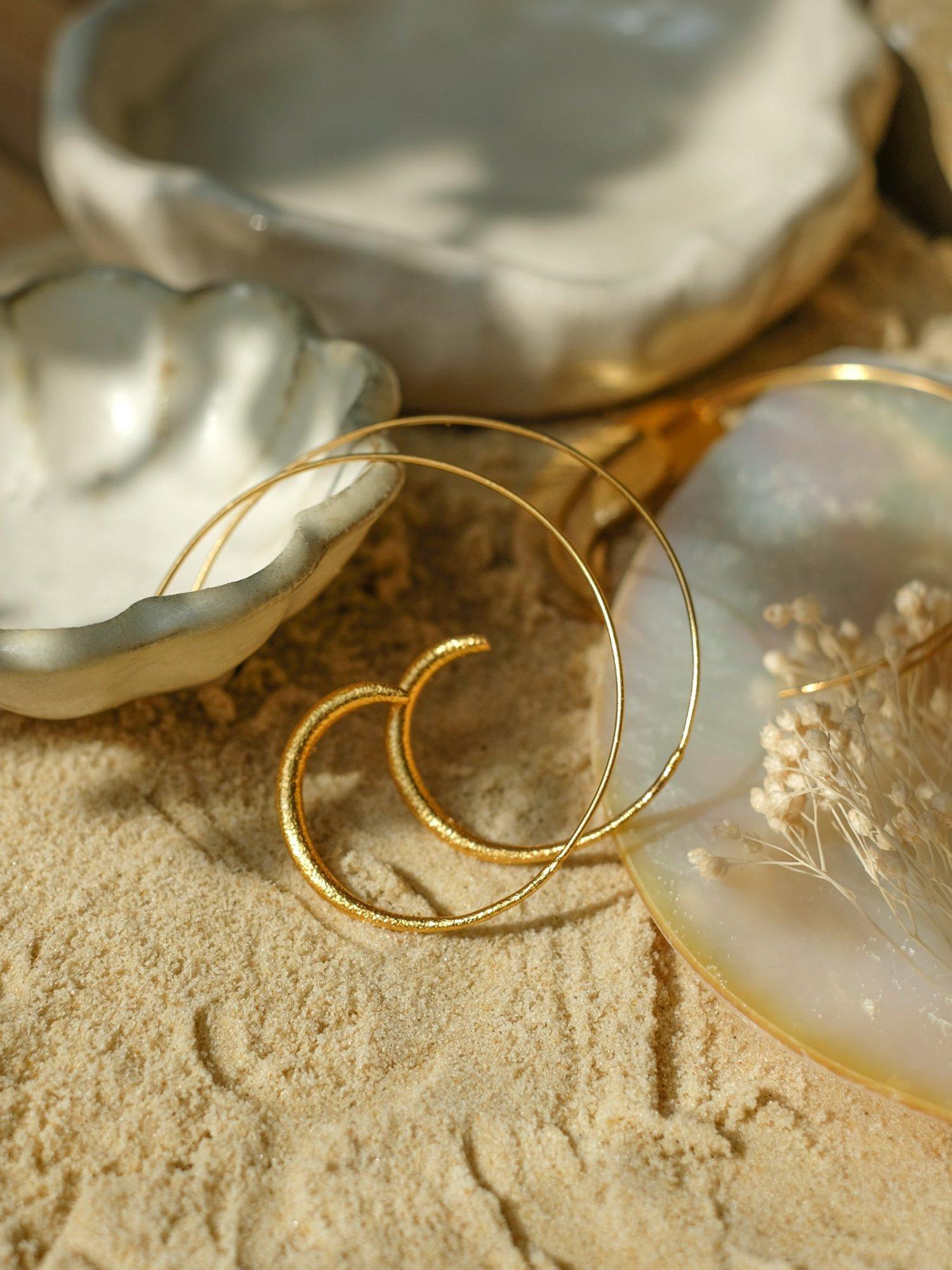 Product image 4 of 7, which shows Ottoman Hands Aegina Hoop Earrings, Gold