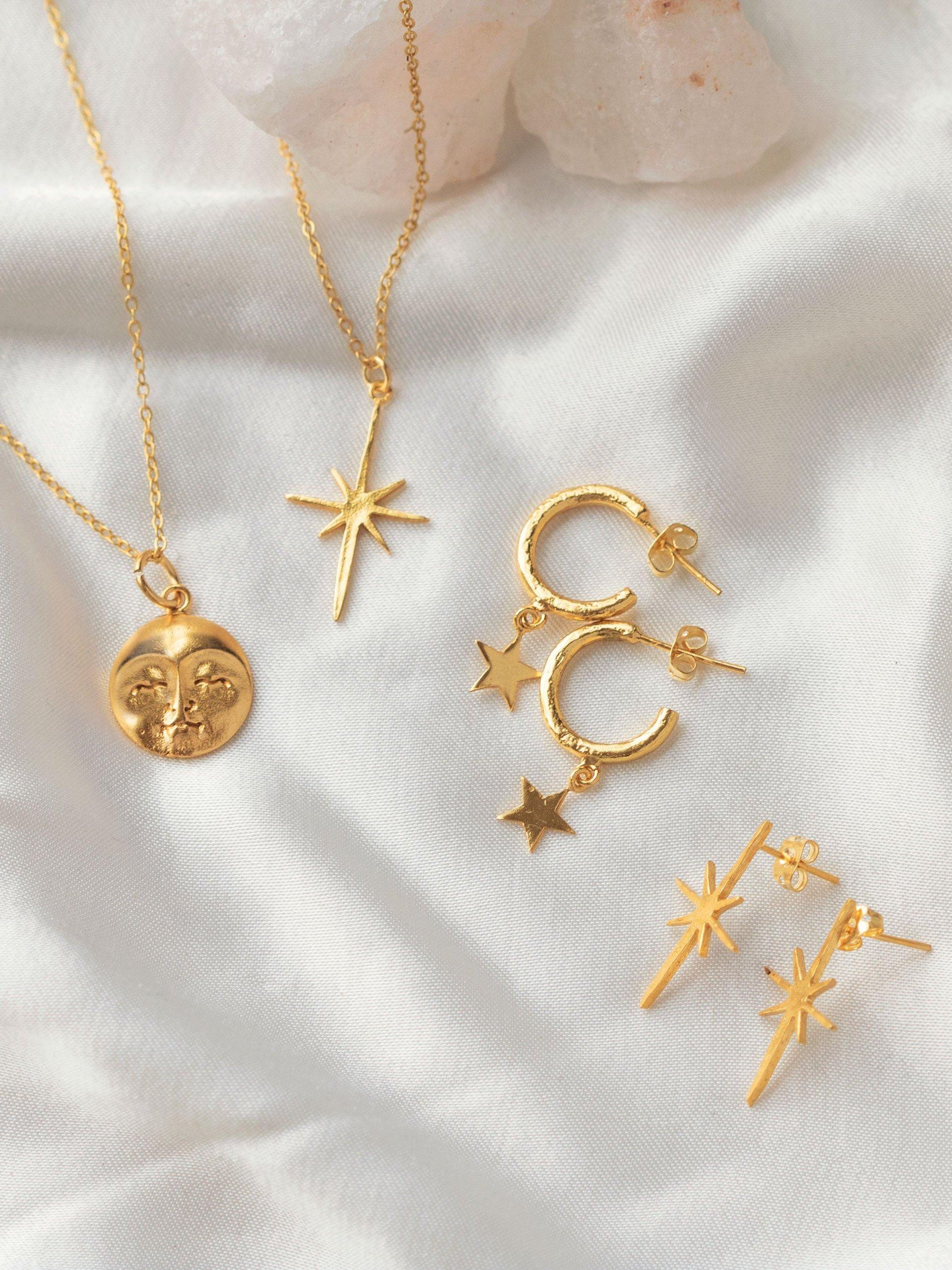 Product image 2 of 6, which shows Ottoman Hands Northern Star Stud Earrings, Gold