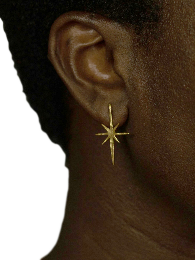 Product image 4 of 6, which shows Ottoman Hands Northern Star Stud Earrings, Gold