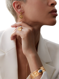 Ottoman Hands Goddess Demeter Coin Drop Earrings, Gold