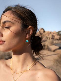 Ottoman Hands Alara Evil Eye Drop Earrings - view 2, Gold/Light Blue