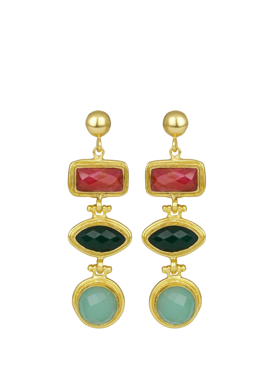 Product image 1 of 4, which shows Ottoman Hands Innana Semi Precious Drop Earrings, Gold