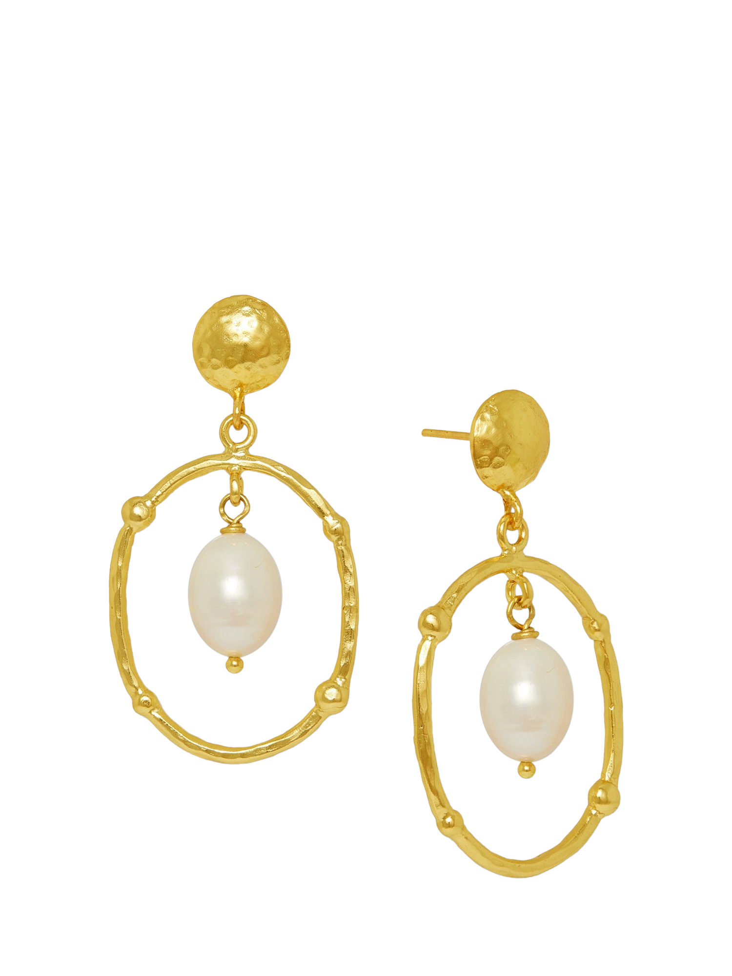 Product image 1 of 6, which shows Ottoman Hands Sloane Pearl Drop Stud Earrings, Gold
