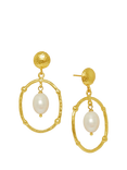Ottoman Hands Sloane Pearl Drop Stud Earrings, Gold