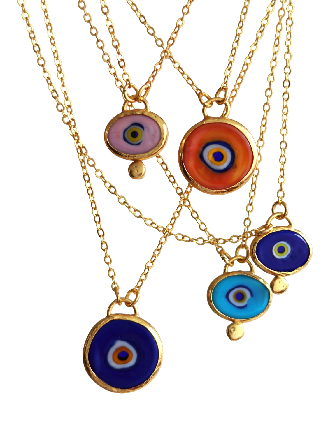 Product image 4 of 6, which shows Ottoman Hands Alara Evil Eye Drop Earrings, Gold/Pink