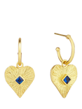 Ottoman Hands Heart Crystal Hoop Earrings, Gold