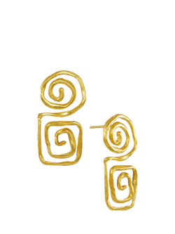 Ottoman Hands Megara Geometric Spiral Stud Earrings, Gold, Gold