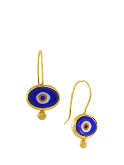 Ottoman Hands Alara Evil Eye Drop Earrings, Gold/Dark Blue