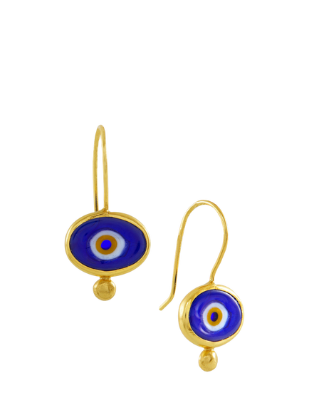 Ottoman Hands Alara Evil Eye Drop Earrings, Gold/Dark Blue