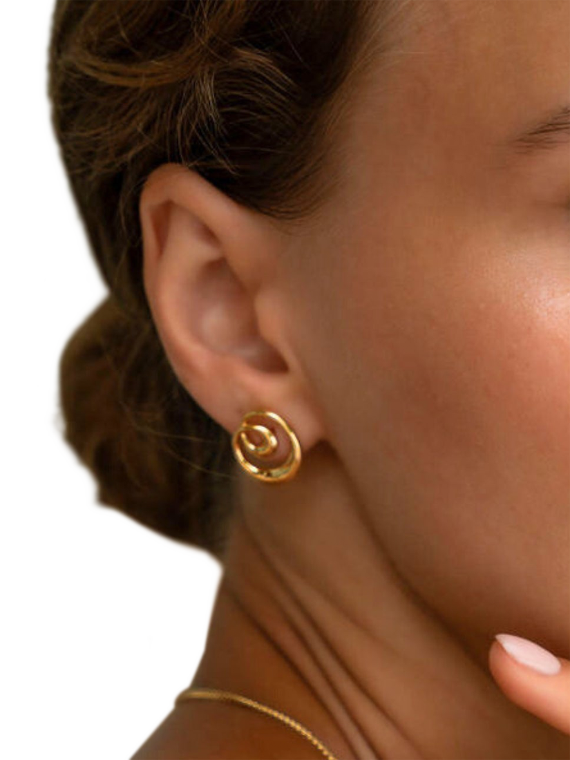 Product image 2 of 5, which shows Ottoman Hands Dalia Twist Gold Stud Earrings, Gold