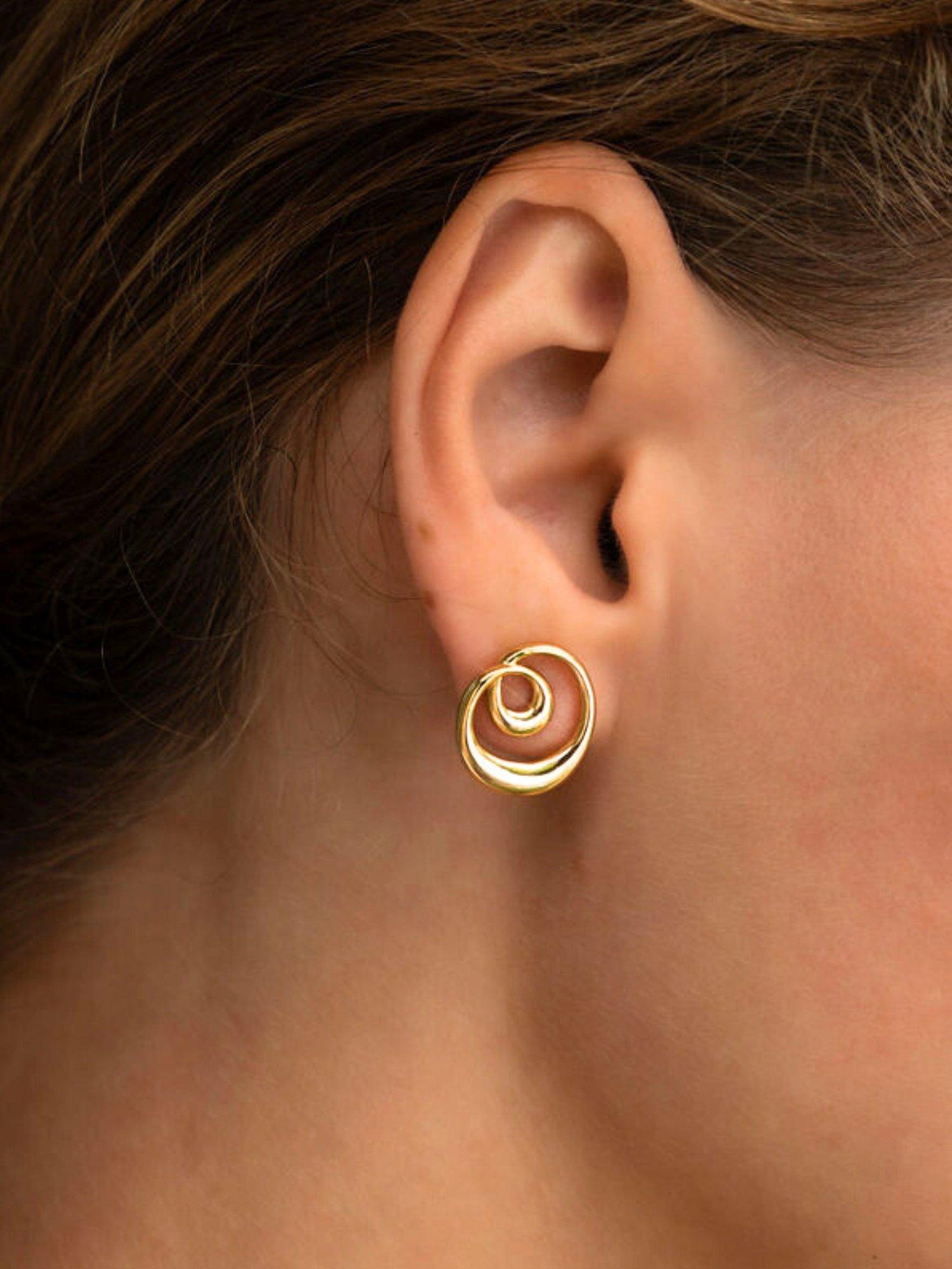 Product image 3 of 5, which shows Ottoman Hands Dalia Twist Gold Stud Earrings, Gold