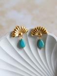 Ottoman Hands Chantal Turquoise Drop Stud Earrings, Gold