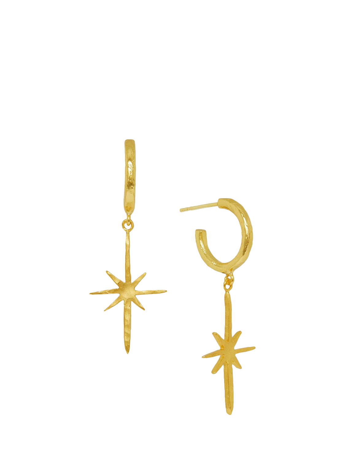 Product image 1 of 5, which shows Ottoman Hands Northern Star Hoop Earrings, Gold