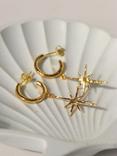 Ottoman Hands Northern Star Hoop Earrings, Gold