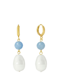Ottoman Hands Dawn Huggie Pearl Earrings, Gold