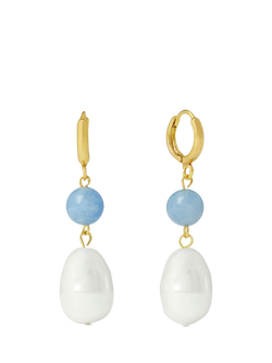 Ottoman Hands Dawn Huggie Pearl Earrings, Gold, Gold