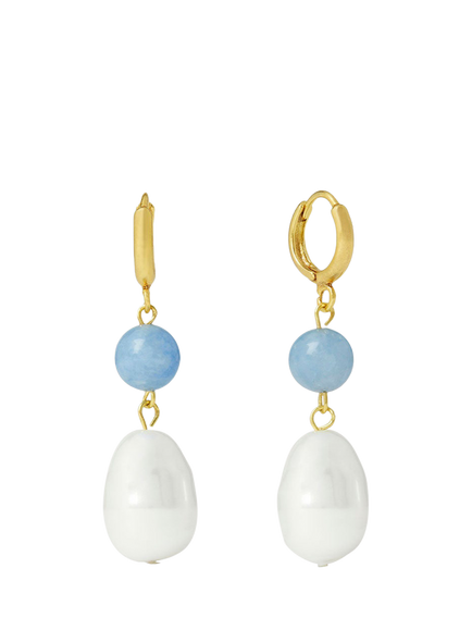 Ottoman Hands Dawn Huggie Pearl Earrings, Gold, Gold