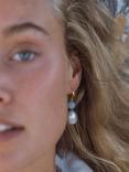 Ottoman Hands Dawn Huggie Pearl Earrings, Gold