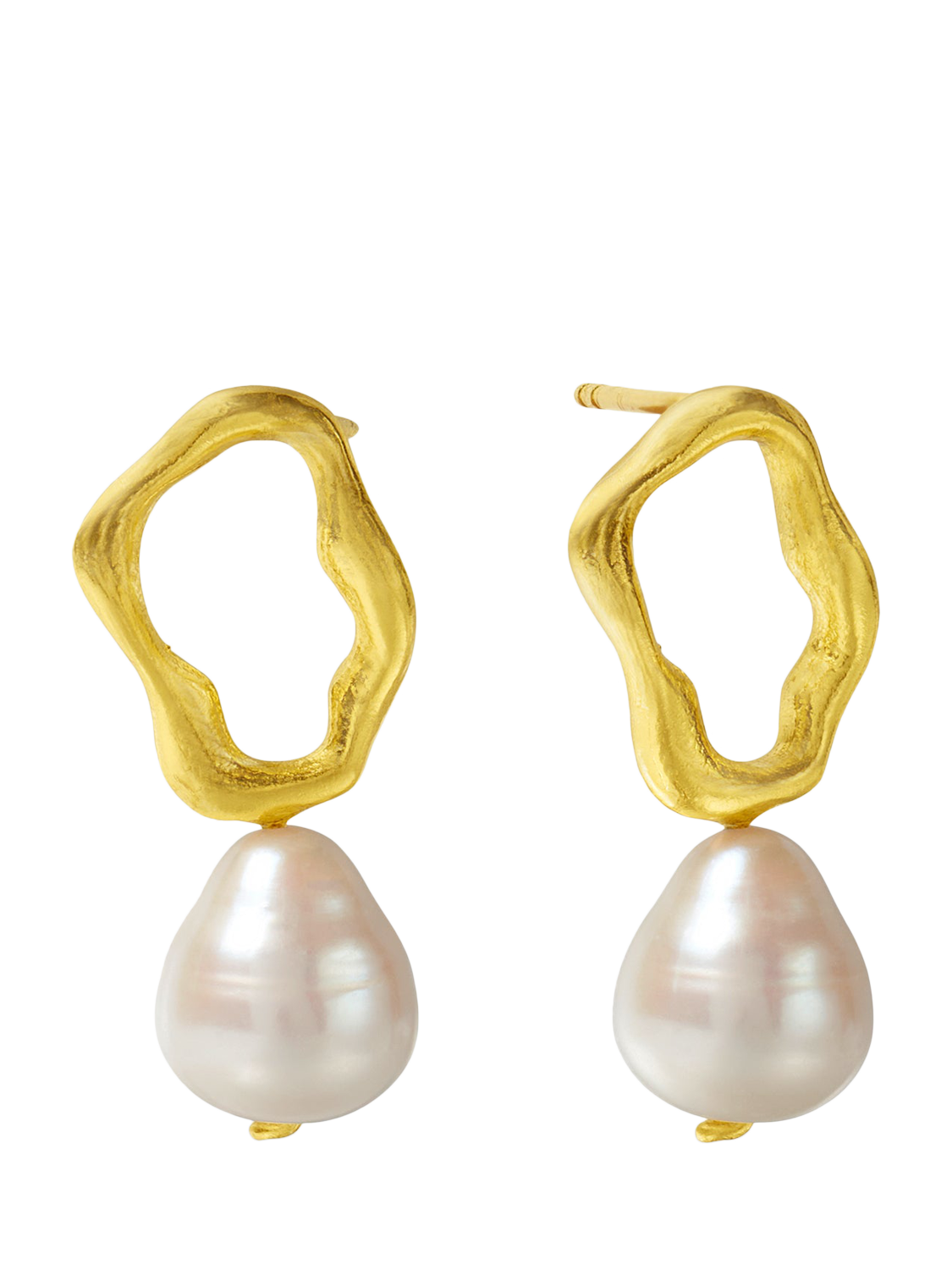 Product image 1 of 4, which shows Ottoman Hands Gloria Pearl Stud Earrings, Gold