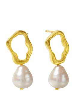 Ottoman Hands Gloria Pearl Stud Earrings, Gold, Gold
