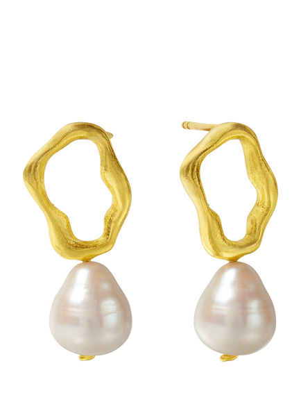Ottoman Hands Gloria Pearl Stud Earrings, Gold, Gold