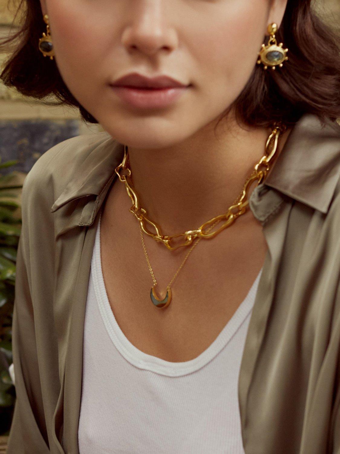 Product image 2 of 4, which shows Ottoman Hands Zand Labradorite Drop Earrings, Gold