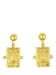 Ottoman Hands Tyche Drop Stud Earrings, Gold