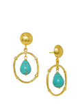 Ottoman Hands Sloane Turquoise Drop Stud Earrings, Gold