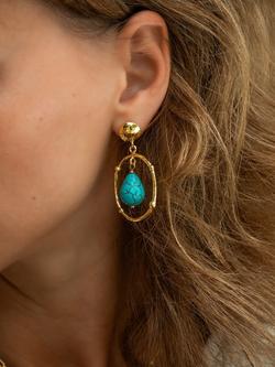 Ottoman Hands Sloane Turquoise Drop Stud Earrings, Gold - view 2, Gold