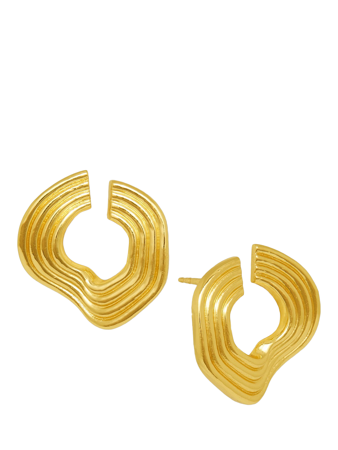 Product image 1 of 2, which shows Ottoman Hands Nara Wave Gold Stud Earrings, Gold