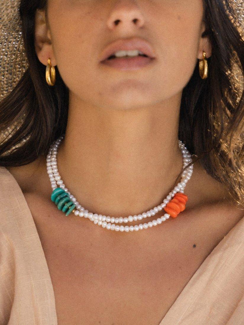 Product image 2 of 5, which shows Ottoman Hands Caprice Hoop Earrings, Gold