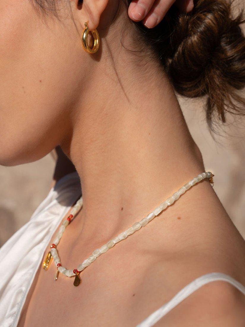 Product image 3 of 5, which shows Ottoman Hands Caprice Hoop Earrings, Gold