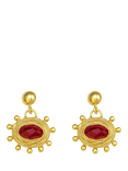 Ottoman Hands Zand Ruby Drop Earrings, Gold
