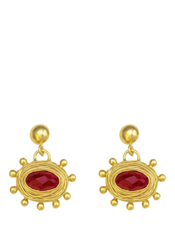 Ottoman Hands Zand Ruby Drop Earrings, Gold, Gold