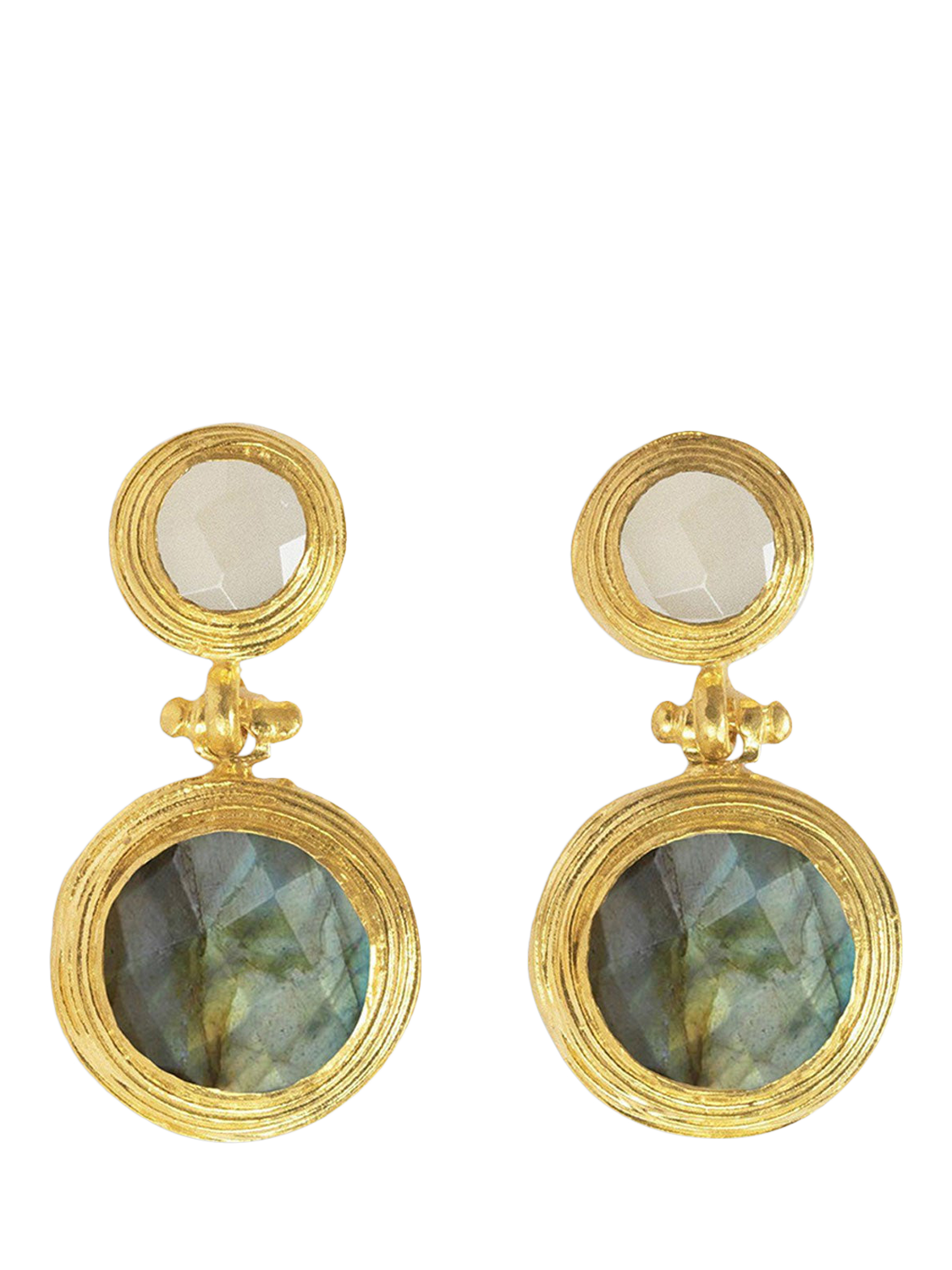 Product image 1 of 5, which shows Ottoman Hands Lilis Textured Drop Earrings, Gold