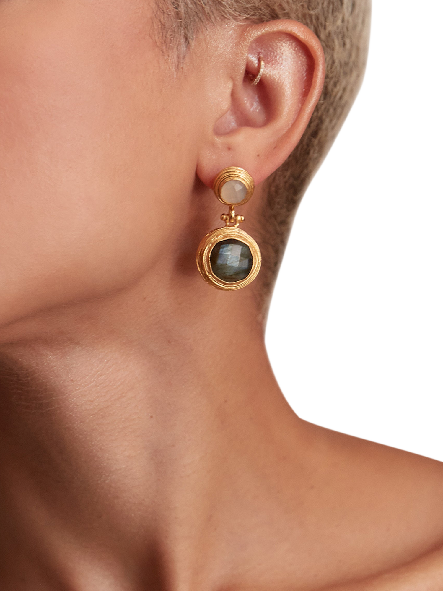 Product image 2 of 5, which shows Ottoman Hands Lilis Textured Drop Earrings, Gold
