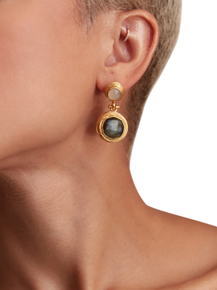 Ottoman Hands Lilis Textured Drop Earrings, Gold - view 2, Gold