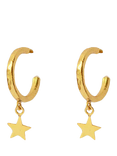 Ottoman Hands Star Charm Hoop Earrings, Gold
