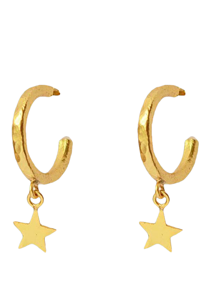 Ottoman Hands Star Charm Hoop Earrings, Gold, Gold