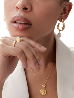 Ottoman Hands Judy Hoop Pearl Earrings, Gold - view 2, Gold