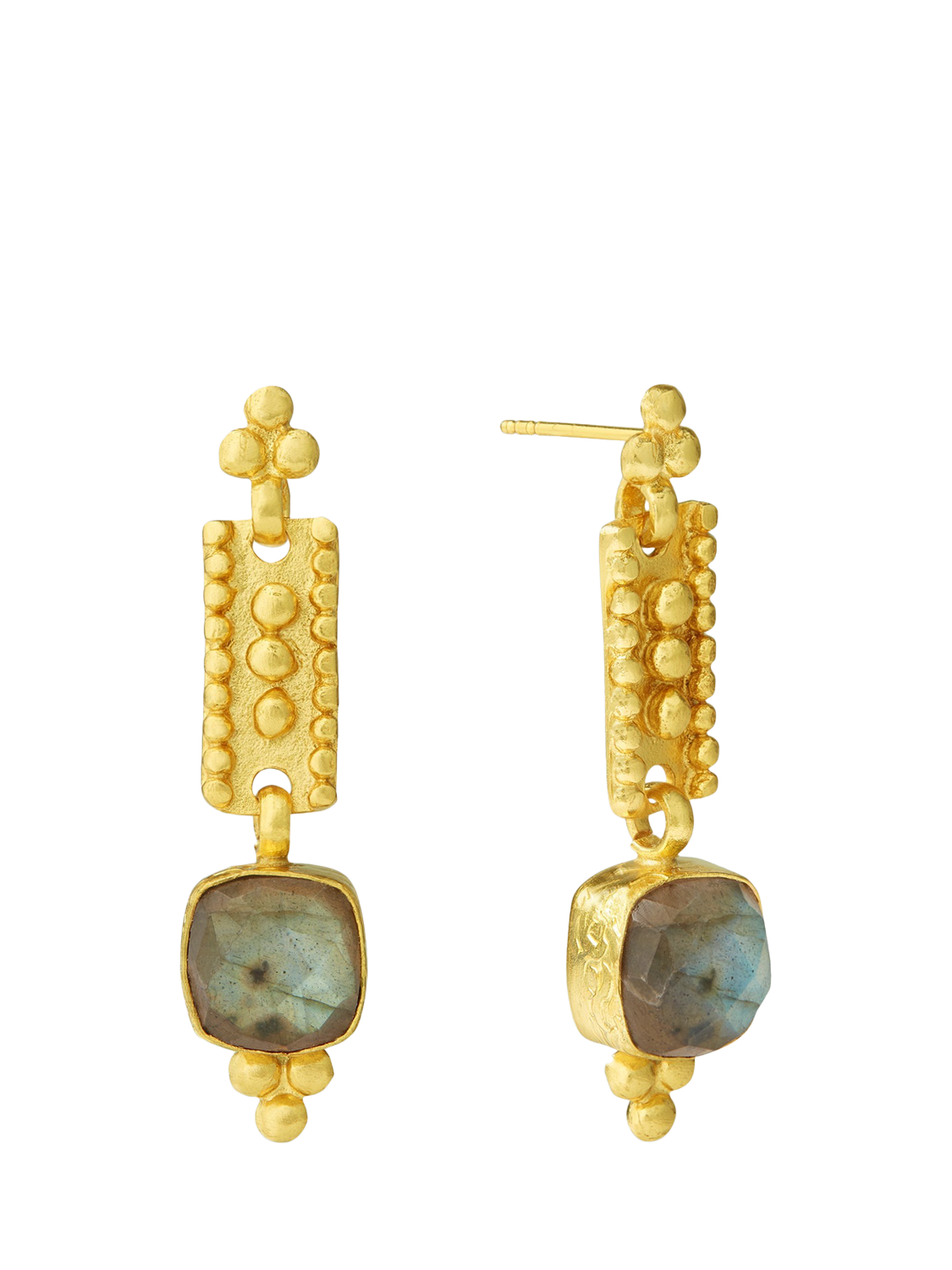 Product image 1 of 5, which shows Ottoman Hands Shahrzad Beaded Drop Earrings, Gold