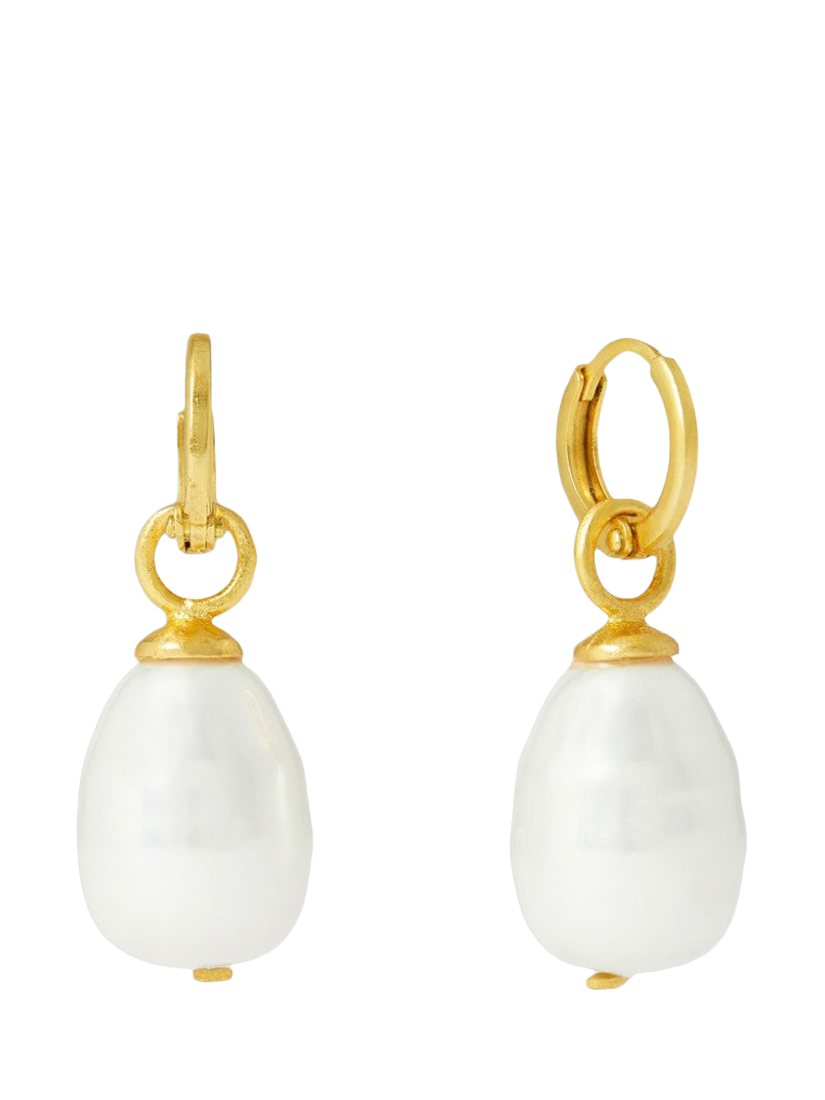 Product image 1 of 4, which shows Ottoman Hands Ava Pearl Drop Earrings, Gold