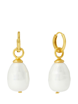 Ottoman Hands Ava Pearl Drop Earrings, Gold, Gold