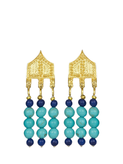 Ottoman Hands Riva Statement Beaded Drop Earrings, Gold, Gold