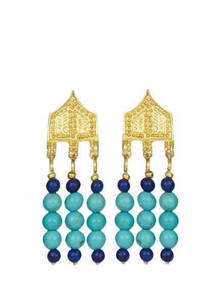 Ottoman Hands Riva Statement Beaded Drop Earrings, Gold, Gold