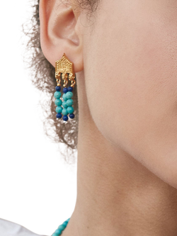 Ottoman Hands Riva Statement Beaded Drop Earrings, Gold - view 2, Gold