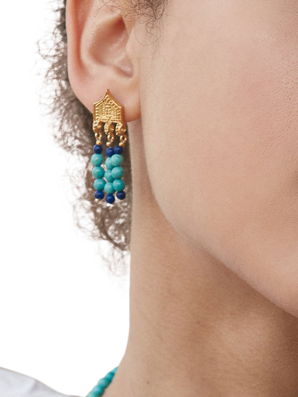 Ottoman Hands Riva Statement Beaded Drop Earrings, Gold - view 2, Gold