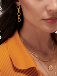 Ottoman Hands Zehra Chain Drop Stud Earrings, Gold