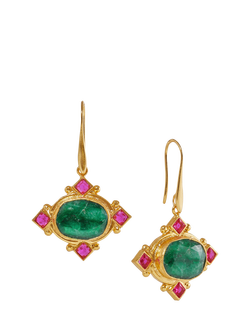 Ottoman Hands Raina Emerald Crystal Drop Earrings, Gold, Gold