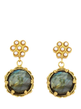 Ottoman Hands Estatira Flower Drop Earrings, Gold